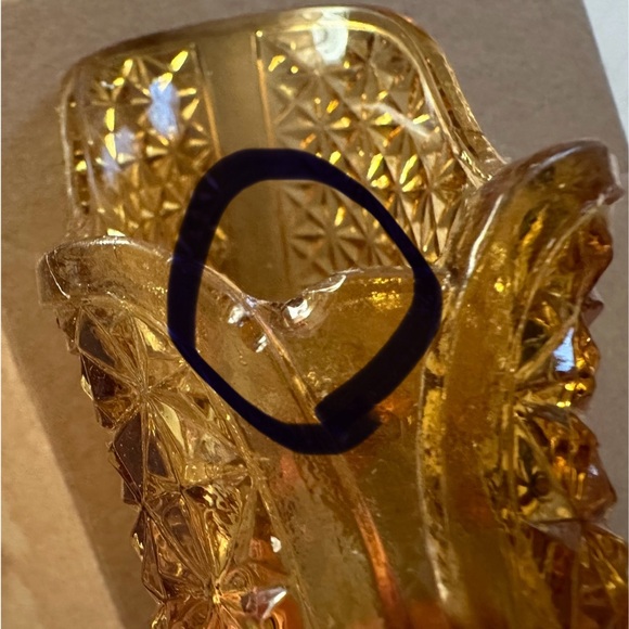 Vtg Herman Tappan Amber Glass Diamond Cut Glass Shoe - Picture 7 of 7